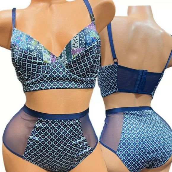 Victorias Secret Set FASHION SHOW Very Sexy Lined Demi Satin Bra & Cheeky 34DD L